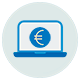 icono ordenador con símbolo euro
